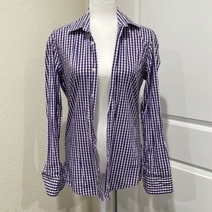 Hugo Boss purple plaid button down shirt
